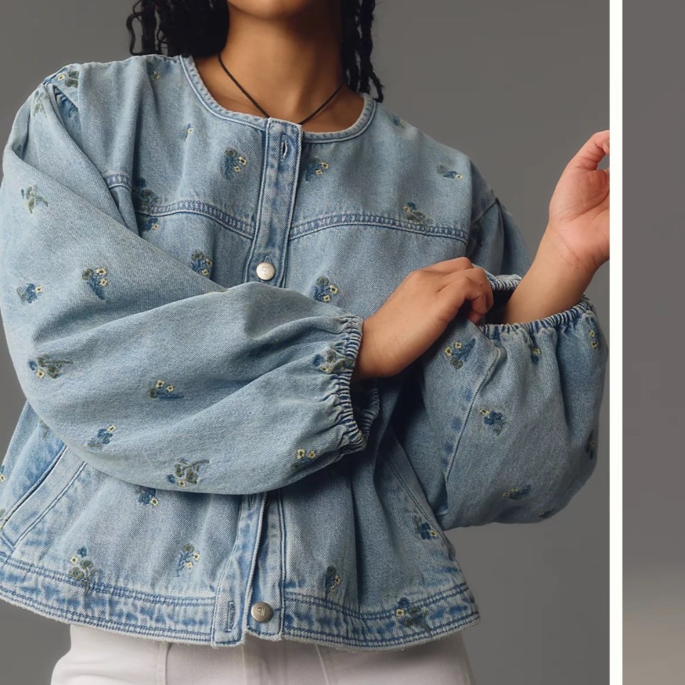 Pilcro Blue Floral Jean Jacket - Anthropologie
